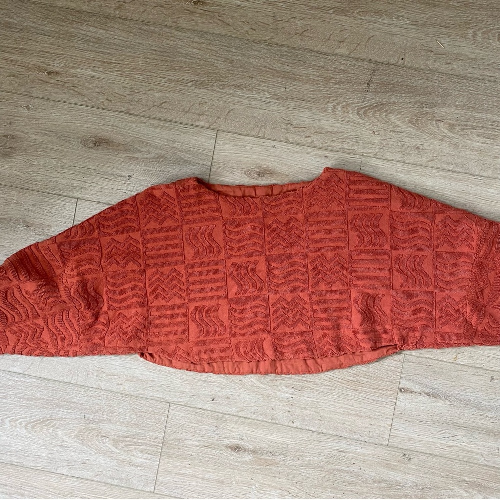 Lucy Folk Spritz Cropped Cotton-Terry Sweater - Picture 3 of 8